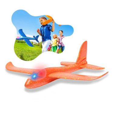 Imagem de Avião De Isopor Planador Manual Voa Com Luz - dutetoys, Laranja