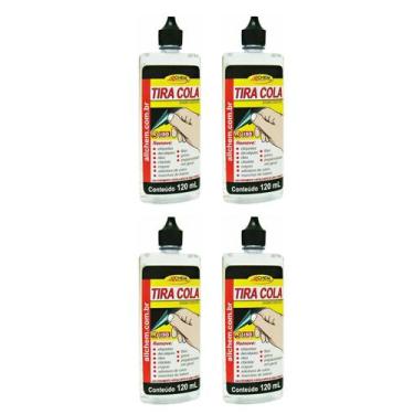 Imagem de Kit 4 Tira Cola 120ml Remove Cola Adesivo Chiclete Duplaface Pro Allch