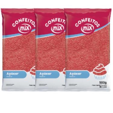 Imagem de Açúcar Colorido Algodão Doce Pipoca Doces Bolo 1,5kg Mix, Vermelho