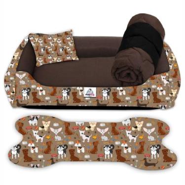 Imagem de Caminha pet cachorro gato casinha com fundo impermeável kit 04 peças t