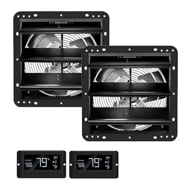 Imagem de iPower Exaustor de veneziana, 30,5 cm com controlador de umidade de temperatura – ventilação e resfriamento de montagem na parede para galpões, sótãos, oficinas, pacote com 2