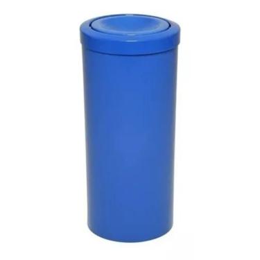 Imagem de Lixeira Plástica 22 Litros Com Tampa Meia Esfera Flip Top - JSN, Azul