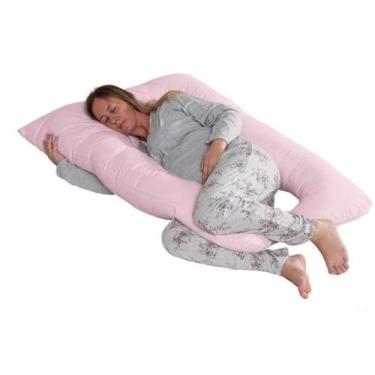 Imagem de Travesseiro de corpo gestante mamãe grávida 100% silicone rosa - L2M