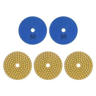 Imagem de HARFINGTON 5 peças de almofadas de polimento de diamante de 7,6 cm 50 almofada de polimento de diamante premium molhado/seco para pedra de concreto mármore bancada quartzo para polidor moedor