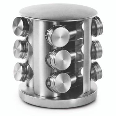 Imagem de Porta Condimentos Giratório em Inox com 12 Peças 21 cm - Mimo Style - 