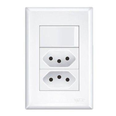 Imagem de Conjunto 4x2 Interruptor 1 Tecla Simples + Tomada Dupla 10A Modular Ev