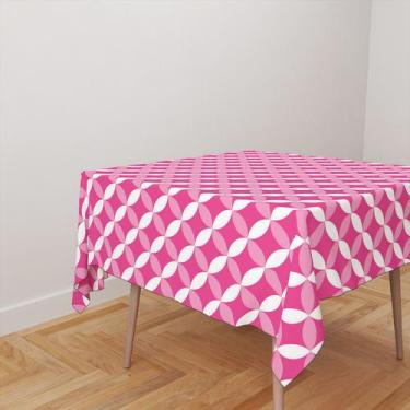 Imagem de Toalha De Mesa Quadrada 4 Lugares Tecido Oxford Semi Círculos Tons de 