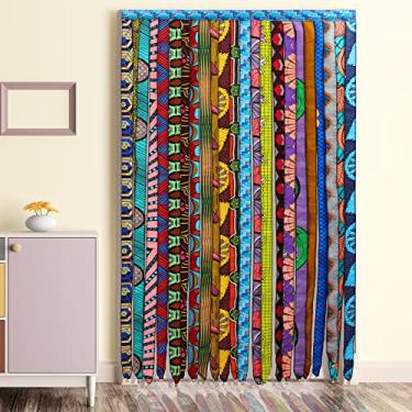 Imagem de Cortina de porta de fita multicolorida africana Ankara Kente seda sari hippie boêmia cortinas boho com bolso para varão decoração vintage estampa padrão cortinas de janela para sala de estar quarto,