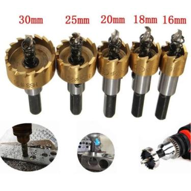 Imagem de Kit Serra Copo Broca Guia guiada Metal Ferro Usa Furadeira Chapa Aço C