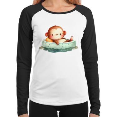Imagem de Baby Look Raglan Ursinho Bebê Na Piscina  Manga Longa - Foca na Moda, 