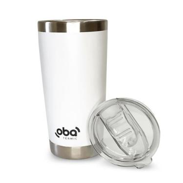 Imagem de Copo Térmico com Tampa e Abridor 591ml - oba termic, Branco, 591ml
