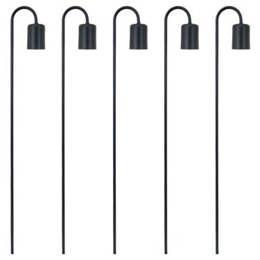 Imagem de Kit 5 Luminárias Balizador Jardim Spot Curvo Gu10 Preto 75Cm