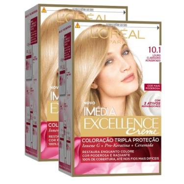 Imagem de Kit 2 Tintura Creme Imédia Excellence L'oréal Louro Claríssimo Acinzen