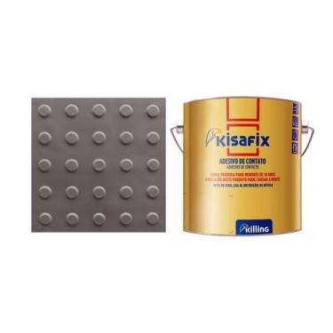 Imagem de Piso tátil alerta pvc kit 20pçs + 2 cola 750g - LAGGE ACESSIBILIDADE, 