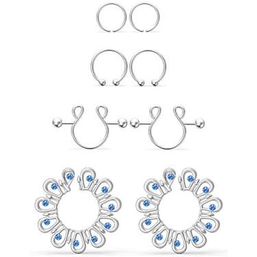 Imagem de Jenxnjsjo Anéis de Mamilo Falsos, 8 Peças (4 Estilos) Protetor de Mamilo Sem Perfuração, Aço Cirúrgico, Acessórios Modernos