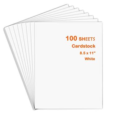 Imagem de HTVRONT Pacote de papel cartão branco – 100 folhas cartolina 21 x 28 cm, cartões grossos de 230 g/m2 para máquina de corte, papel branco para impressora para álbuns, artesanato, decoração de casa