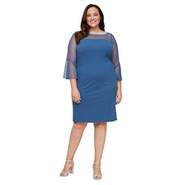Imagem de Alex Evenings Vestido feminino plus size curto com detalhe de ilusão enfeitado, Wedgewood, 52