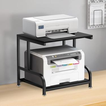 Imagem de Suporte de mesa para impressora de 2 níveis, suporte de impressora de mesa, prateleira de impressora para casa, impressora de mesa de escritório, impressora 3D, fax, scanner, 43 cm P x 29 cm L x 40 cm