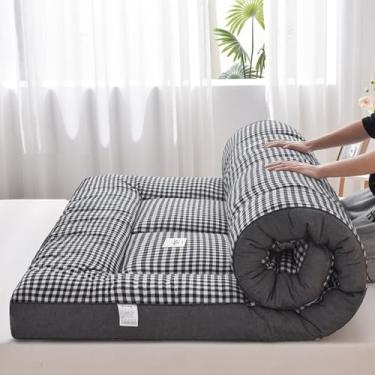 Imagem de KUGGKKTP Colchão japonês de enrolar futon colchão macio dobrável tapete de tatame grosso tapete de dormir colchão de cama de massagem tailandesa fácil de armazenar respirável para sofá colchão