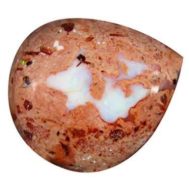Imagem de Pedra preciosa solta de opala de fogo matriz mexicana não aquecida 14,77 ct Pear Cabochon (20 x 18 mm)