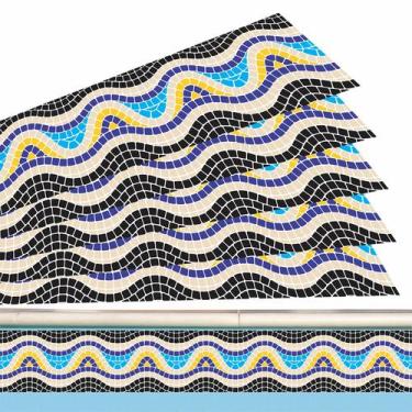 Imagem de Adesivo Piscina Borda Mosaico Ondulado Escuro 100x10 Cm - Resitank
