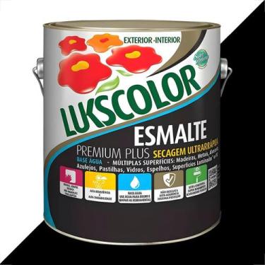 Imagem de Tinta esmalte lukscolor base agua brilhante 3600ml preto