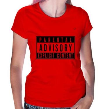 Imagem de Baby Look Parental Advisory: Explicit Content - Foca na Moda, Vermelho