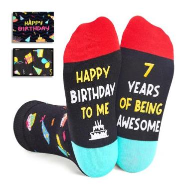 Imagem de Meias Zmart de 7º Aniversário para Crianças (7 Anos) - Preta