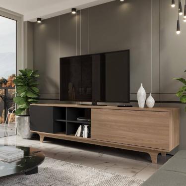 Imagem de Rack para Sala de Estar 200x55x40cm Lars Freijó/Preto