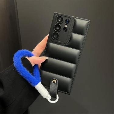 Imagem de HPQWN Para S24 Ultra Fashion Lanyard Case Capa de alça de pulso (para S24 Ultra/preto)