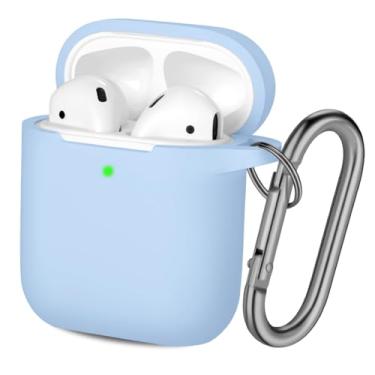 Imagem de Capa Hamile compatível com AirPods [LED frontal visível] Capa protetora de silicone macio à prova de choque Capa projetada para Apple AirPod 2 e 1 capa de carregamento sem fio, mulheres homens, com chaveiro, Lilac