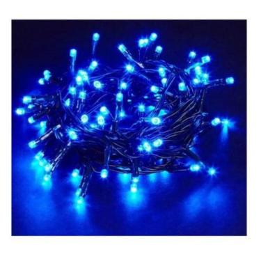 Imagem de Pisca Pisca De Led Azul Fio Transparente Natal 8 Funções 100 Lâmpadas 