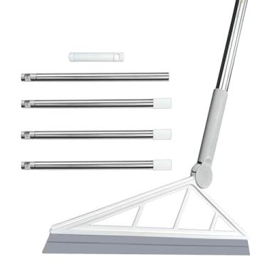 Imagem de Drcoevo Vassoura de silicone mágica multifunções, vassoura de borracha para uso doméstico com cabo longo de 155 cm para limpeza de piso liso, banheiro, cozinha, vidro, chuveiro, água, pêlos de animais
