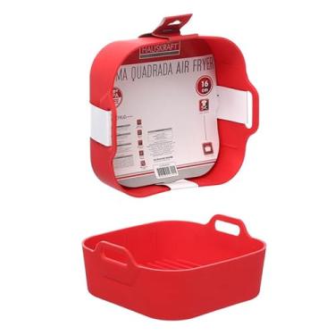 Imagem de Haüskraft -Forma quadrada de Silicone Air fryer vermelho 16cm