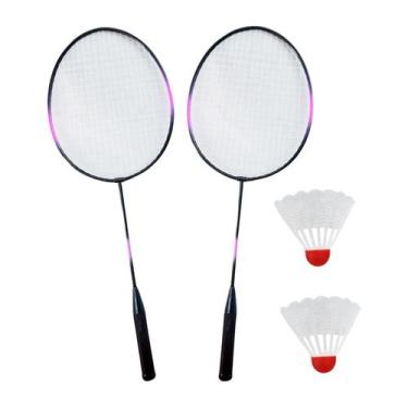 Imagem de Jogo de raquete de badminton aço e plástico com 2 petecas - Convoy Spo