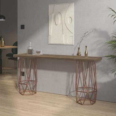 Imagem de Mesa Aparador Buffet Balcão Caleb 90 cm Industrial Ferro Bronze Tampo 100% mdf Madeira...