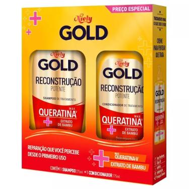 Imagem de Kit Shampoo e Condicionador Niely Gold Reconstrução Potente