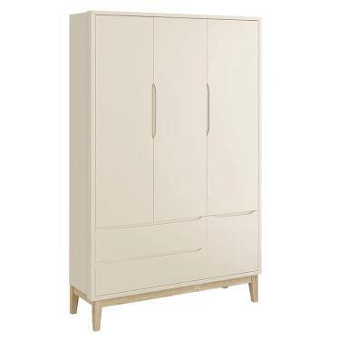 Imagem de Dormitório Classic 3 Portas e Cômoda 3 Gavetas com Pés Madeira Natural - Reller Móveis Areia Fosco