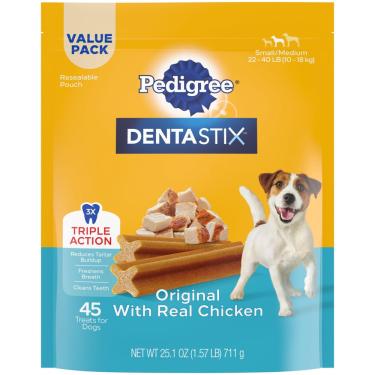 Imagem de Petiscos dentários para cães Pedigree Dentastix Original 710g (45 guloseimas)