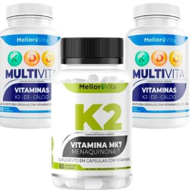 Imagem de Kit 2x Multivita e Vitamina K2 Multivitamínico com K2 D3 Cálcio Imunid