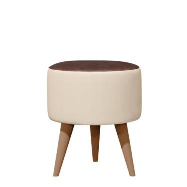 Imagem de Puff Redondo Apoio p/os Pés Banqueta 30x30cm Decorativa (SUEDE AREIA/MARROM)