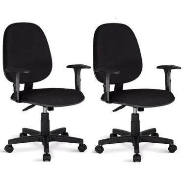 Imagem de Kit 2 Cadeiras Diretor Giratória com Relax, Braços Ajustáveis, Ergonomia Certificada e Revestimento em Tecido Preto para Escritório - Escritex