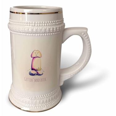 Imagem de 3dRose desenho engraçado de um pênis com tipografia. -Caneca Stein, 510 g, 650 ml, branca