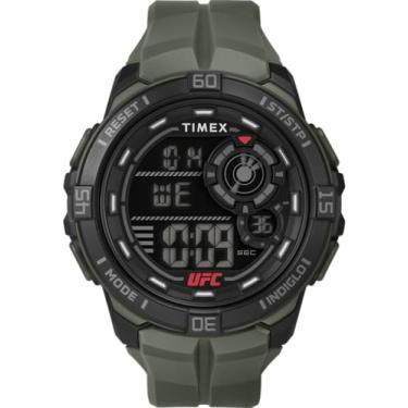 Imagem de Timex Relógio masculino UFC Rush 52 mm - pulseira verde mostrador digital caixa preta, Verde