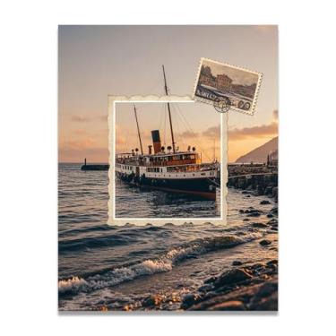 Imagem de Pôster náutico retrô com borda de carimbo vintage italiano - Carimbo de papel envelhecido 80 x 104 cm