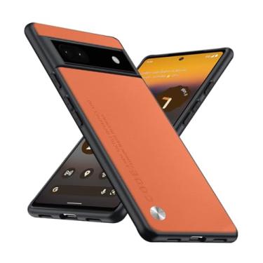 Imagem de Puxssul Capa para Google Pixel 6a 5G (2022), traseira de couro sintético antiimpressão digital + bordas duráveis de TPU macio à prova de choque, capa protetora para câmera slim fit antiarranhões para