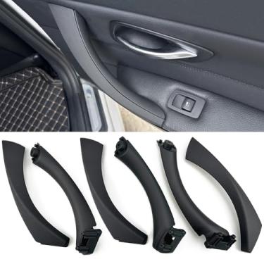 Imagem de CHUANGHUI Maçaneta de porta de carro para BMW Série 3 E90 E91 2006-2012 Maçanetas de porta interior substituir capa conjunto de maçaneta de porta de carro 323i 325i 328i 330i 335i (preto)