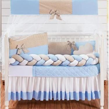 Imagem de Kit Berço E Trança Lateral Completo 12 pç Para Menino Doce Bebê ul Cla
