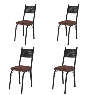 Imagem de Conjunto Com 4 Cadeiras 151 Preto Tecelão Cacau