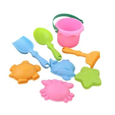 Imagem de YIJU 8x Brinquedos de praia, conjunto de brinquedos de caixa de areia, ferramentas de areia, balde, pá e ancinho para crianças, lembrancinhas de festa, Rosa